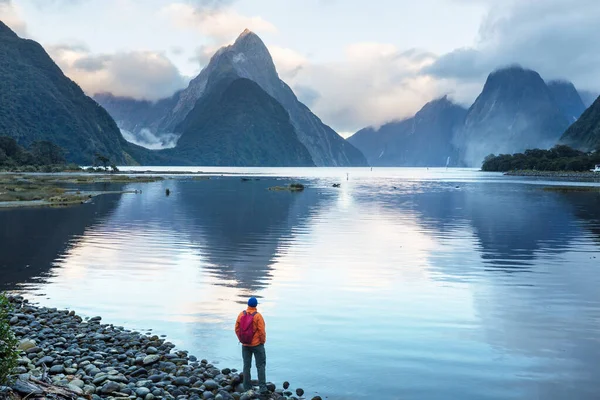 Geweldige Natuurlijke Landschappen Milford Sound Fiordland National Park Nieuw Zeeland — Stockfoto