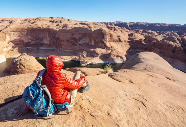 Caminhada Nas Montanhas Utah Caminhadas Paisagens Naturais Incomuns Formas Fantásticas — Fotografia de Stock