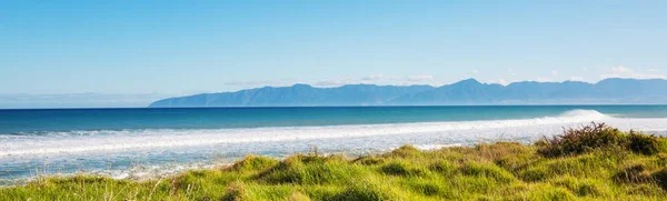 Hermoso Atardecer Ocean Beach Nueva Zelanda Inspirando Fondo Natural Viaje — Foto de Stock