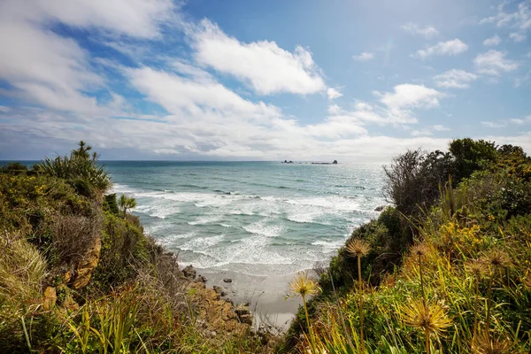 Krásný Západ Slunce Ocean Beach Nový Zéland Inspirující Přírodní Cestovní — Stock fotografie
