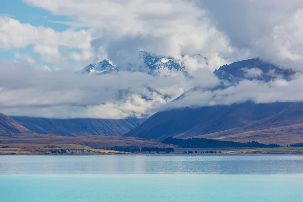 Increíbles Paisajes Naturales Nueva Zelanda Lago Las Montañas Atardecer — Foto de Stock