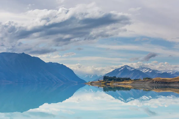 Дивовижні Природні Ландшафти Нової Зеландії Озеро Заході Сонця — стокове фото