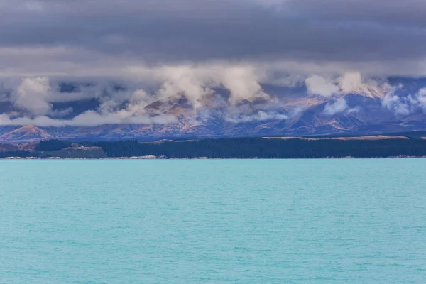 Paysages Naturels Étonnants Nouvelle Zélande Lac Des Montagnes Coucher Soleil — Photo