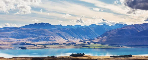Paisagens Naturais Incríveis Nova Zelândia Montanhas Lago Pôr Sol — Fotografia de Stock