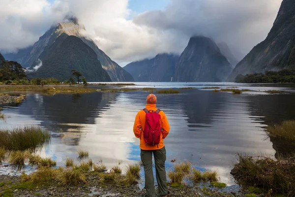 Дивовижні Краєвиди Мілфордської Протоки Національний Парк Фіордленд Нова Зеландія — стокове фото