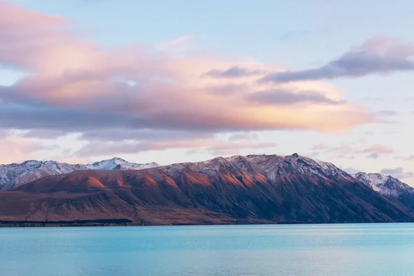 Increíbles Paisajes Naturales Nueva Zelanda Lago Las Montañas Atardecer — Foto de Stock