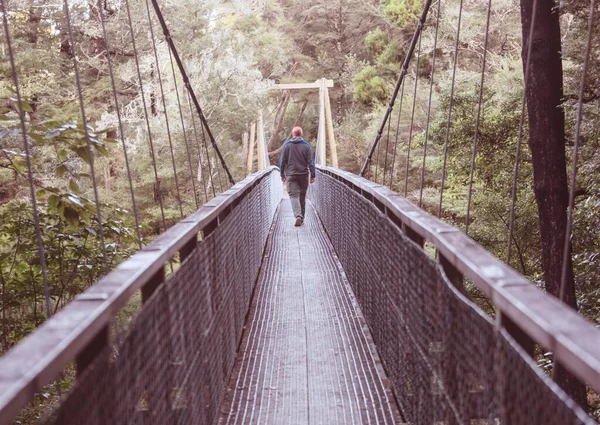 Homem Caminhando Rota Trilha Caminhada Com Mount Cook National Park — Fotografia de Stock