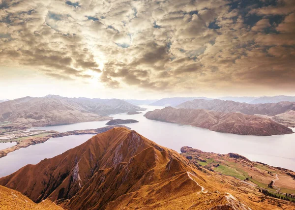 Wędrówki Roys Peak Nowa Zelandia Jezioro Wanaka — Zdjęcie stockowe