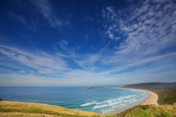 Beautiful Sunset Ocean Beach New Zealand Inspiring Natural Travel Background — Stock Photo, Image