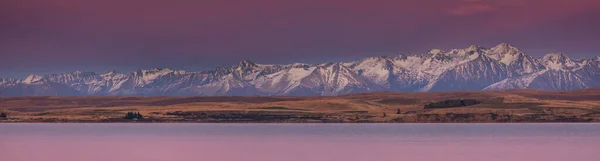 Amazing Natural Landscapes New Zealand Mountains Lake Sunset — Stock Photo, Image