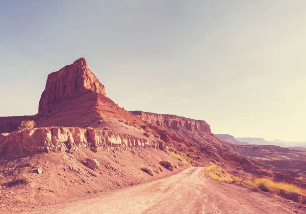 Road Prairie Country Deserted Natural Travel Background — Stock Photo, Image