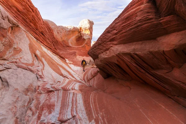 Caminhada Nas Montanhas Utah Caminhadas Paisagens Naturais Incomuns Formas Fantásticas — Fotografia de Stock