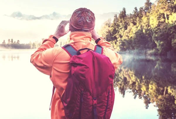 Beaux Paysages Naturels Cook Réflexion Dans Lac Matheson Île Sud — Photo