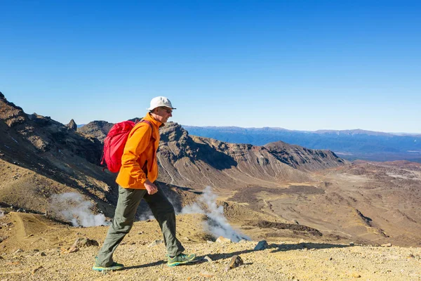 Ovanliga Vulkaniska Landskap Tongariro Crossing Spår Tongariro National Park Nya — Stockfoto