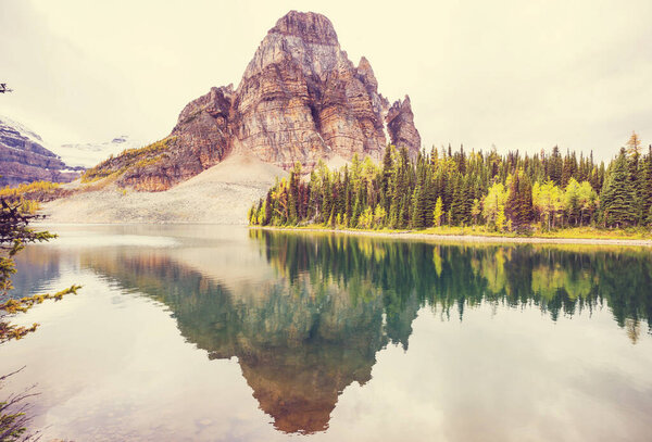 Amazing mountain landscapes in Mount Assiniboine Provincial Park, British Columbia, Canada  Autumn season