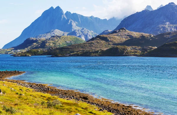 Gyönyörű Tájak Lofoten Szigetén Észak Norvégiában Nyári Szezon — Stock Fotó