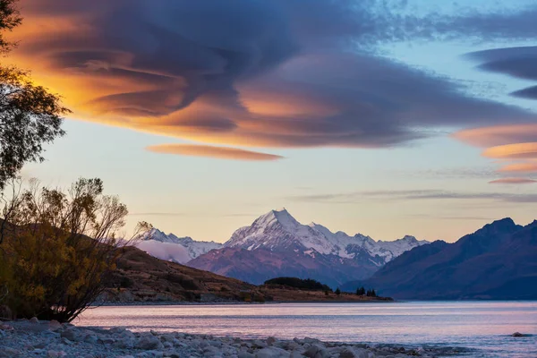 Widok Majestatyczny Aoraki Mount Cook Nowa Zelandia — Zdjęcie stockowe