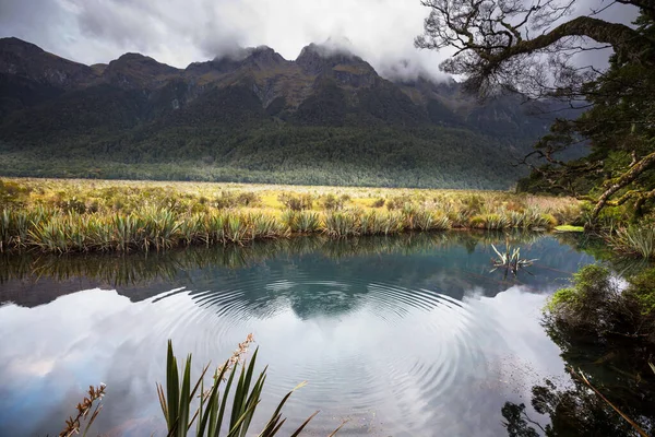 Paisagens Naturais Incríveis Nova Zelândia Montanhas Lago Pôr Sol — Fotografia de Stock