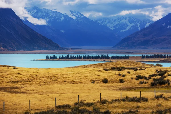 Increíbles Paisajes Naturales Nueva Zelanda Lago Las Montañas Atardecer — Foto de Stock