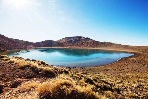 Erstaunliche Naturlandschaften Neuseeland Bergsee Bei Sonnenuntergang — Stockfoto