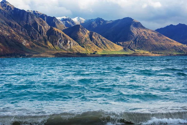 Increíbles Paisajes Naturales Nueva Zelanda Lago Las Montañas Atardecer — Foto de Stock