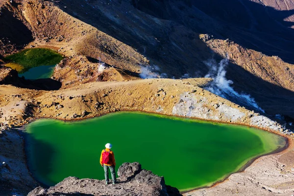 新西兰Tongariro国家公园Tongariro Crossing轨道上不同寻常的火山景观 流浪欲望概念 — 图库照片