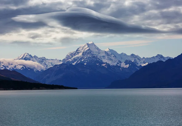 Pohled Majestátní Aoraki Mount Cook Nový Zéland — Stock fotografie