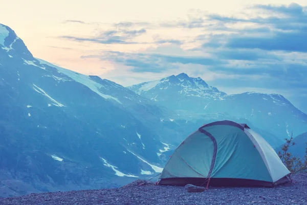 Hiking tent in the mountains. Mt Baker Recreation Area, Washington, USA