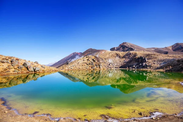 Ovanliga Vulkaniska Landskap Tongariro Crossing Spår Tongariro National Park Nya — Stockfoto