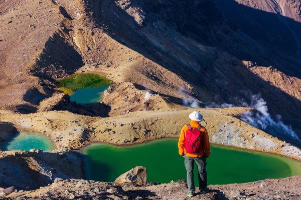 Niezwykłe Krajobrazy Wulkaniczne Torze Tongariro Crossing Tongariro National Park Nowa — Zdjęcie stockowe