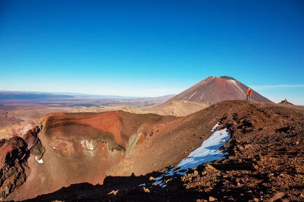 Paisagens Vulcânicas Incomuns Trilha Tongariro Crossing Parque Nacional Tongariro Nova — Fotografia de Stock
