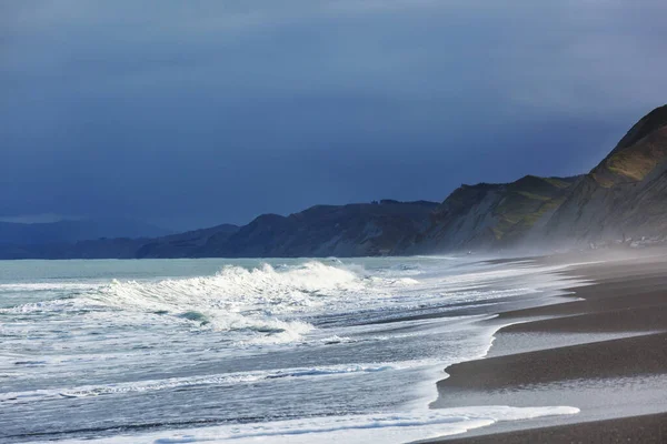 Piękne Krajobrazy Ocean Beach Nowa Zelandia Inspirujące Środowisko Naturalne Podróże — Zdjęcie stockowe