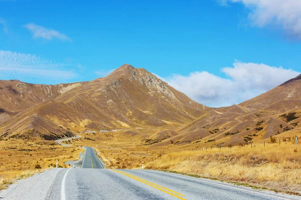 Vacker Fjällväg Till Lindis Pass Nya Zeeland — Stockfoto