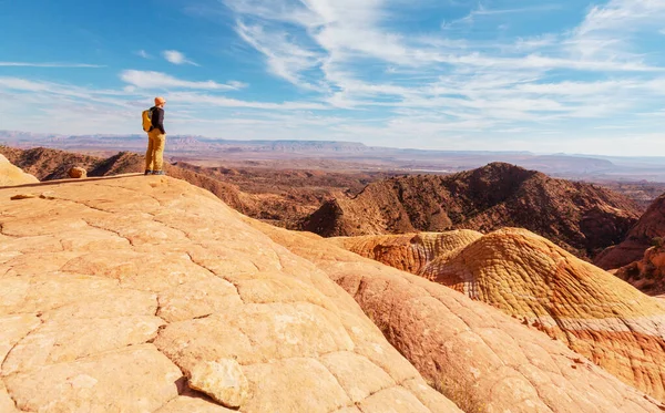 Wandelen Utah Bergen Wandelen Ongewone Natuurlijke Landschappen Fantastische Vormen Zandsteen — Stockfoto