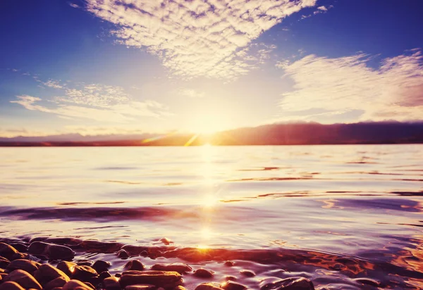 Sonnenuntergang Szene Auf Dem See Bei Sonnenuntergang Herbst Naturlandschaften — Stockfoto