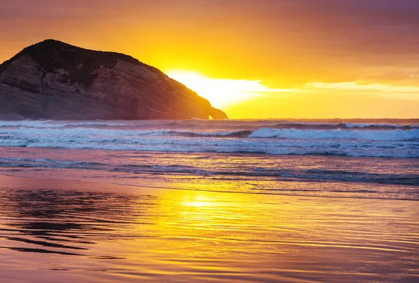 Ocean Beach Yeni Zelanda Güzel Manzaralar Var Lham Verici Doğal — Stok fotoğraf