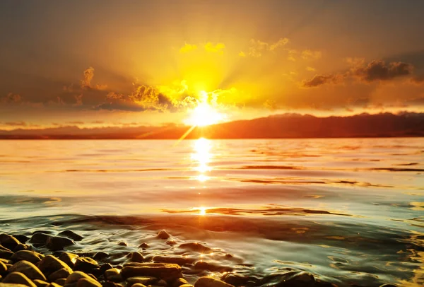 Zonsondergang Scène Het Meer Bij Zonsondergang Herfst Natuur Landschappen — Stockfoto