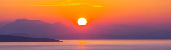 Krásný Západ Slunce Řeckém Pobřeží — Stock fotografie