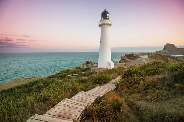 Phare Dans Côte Pacifique Nouvelle Zélande — Photo