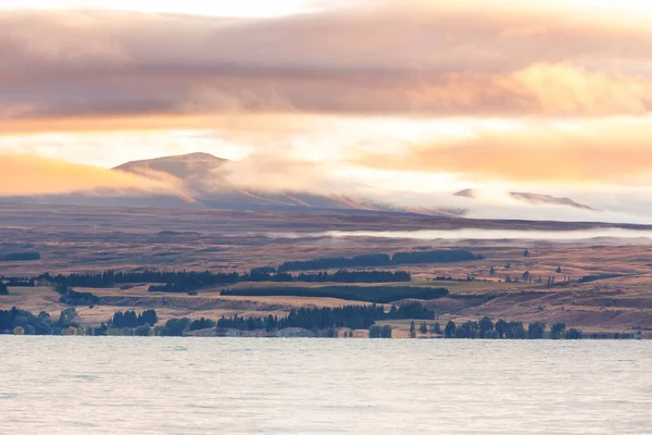 Paisagens Naturais Incríveis Nova Zelândia Montanhas Lago Pôr Sol — Fotografia de Stock