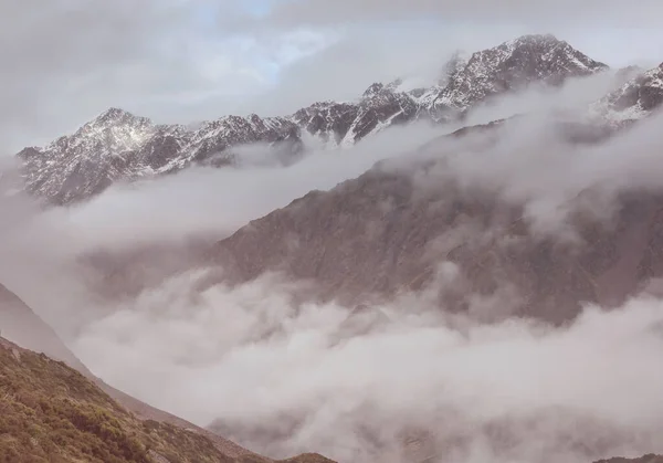 Piękne Naturalne Krajobrazy Parku Narodowym Mount Cook Wyspa Południowa Nowa — Zdjęcie stockowe