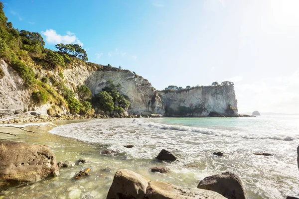 Lindas Paisagens Ocean Beach Nova Zelândia Inspirador Natural Fundo Viagem — Fotografia de Stock