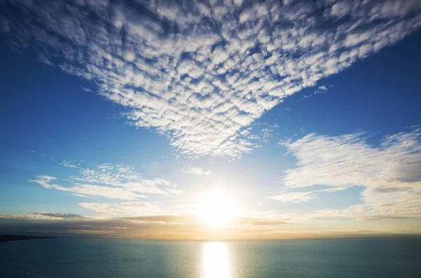 Escénica Puesta Sol Colores Costa Del Mar Bueno Para Fondo — Foto de Stock