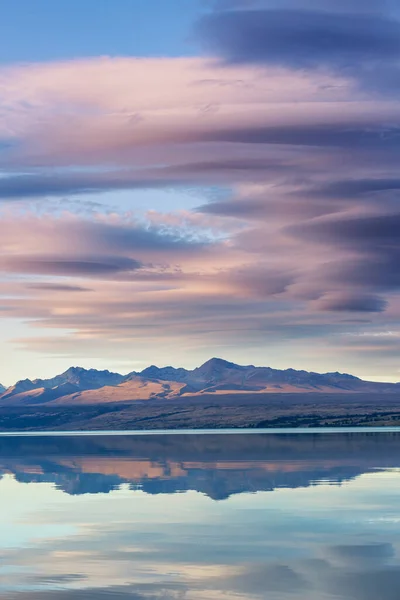 Amazing Natural Landscapes New Zealand Mountains Lake Sunset — Stock Photo, Image