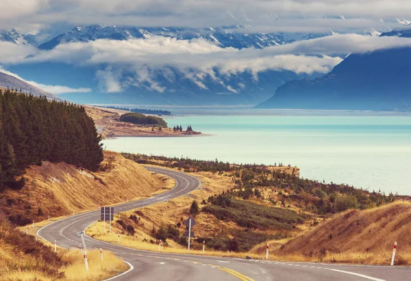 Jalan Pegunungan Indah Selandia Baru — Stok Foto
