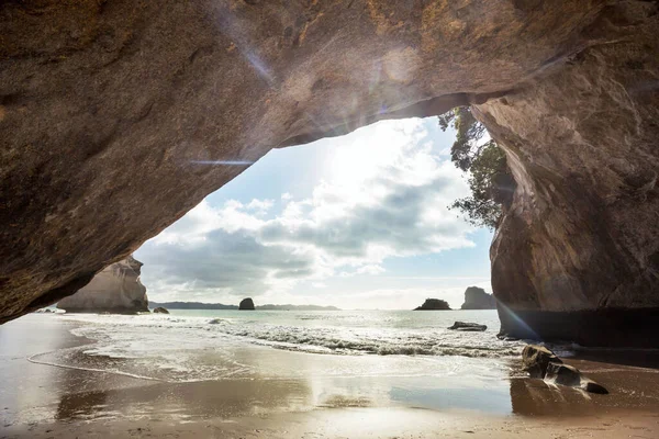 Unusual Cathedral Cove Coromandel Peninsula New Zealand — Stock Photo, Image