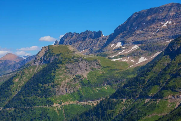 Malebné Skalnaté Vrcholky Národního Parku Glacier Montana Usa Krásné Přírodní — Stock fotografie