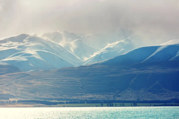 Increíbles Paisajes Naturales Nueva Zelanda Lago Las Montañas Atardecer —  Fotos de Stock