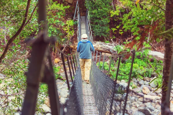 Caminhadas Tramping Nova Zelândia Conceito Viagem Aventura — Fotografia de Stock