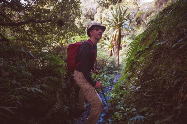 Hiking Tramping New Zealand Travel Adventure Concept — Stock Photo, Image